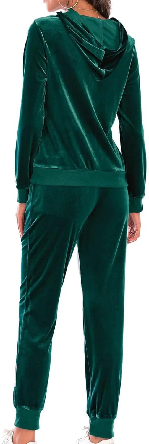 Women's Casual Tracksuit Velour Sweatsuits 2 Piece Set Velvet Outfits Comfy Lounge Sets Sweatshirts and Sweatpants