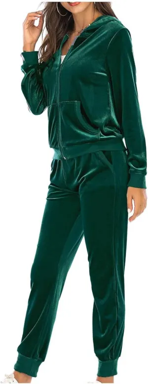 Women's Casual Tracksuit Velour Sweatsuits 2 Piece Set Velvet Outfits Comfy Lounge Sets Sweatshirts and Sweatpants