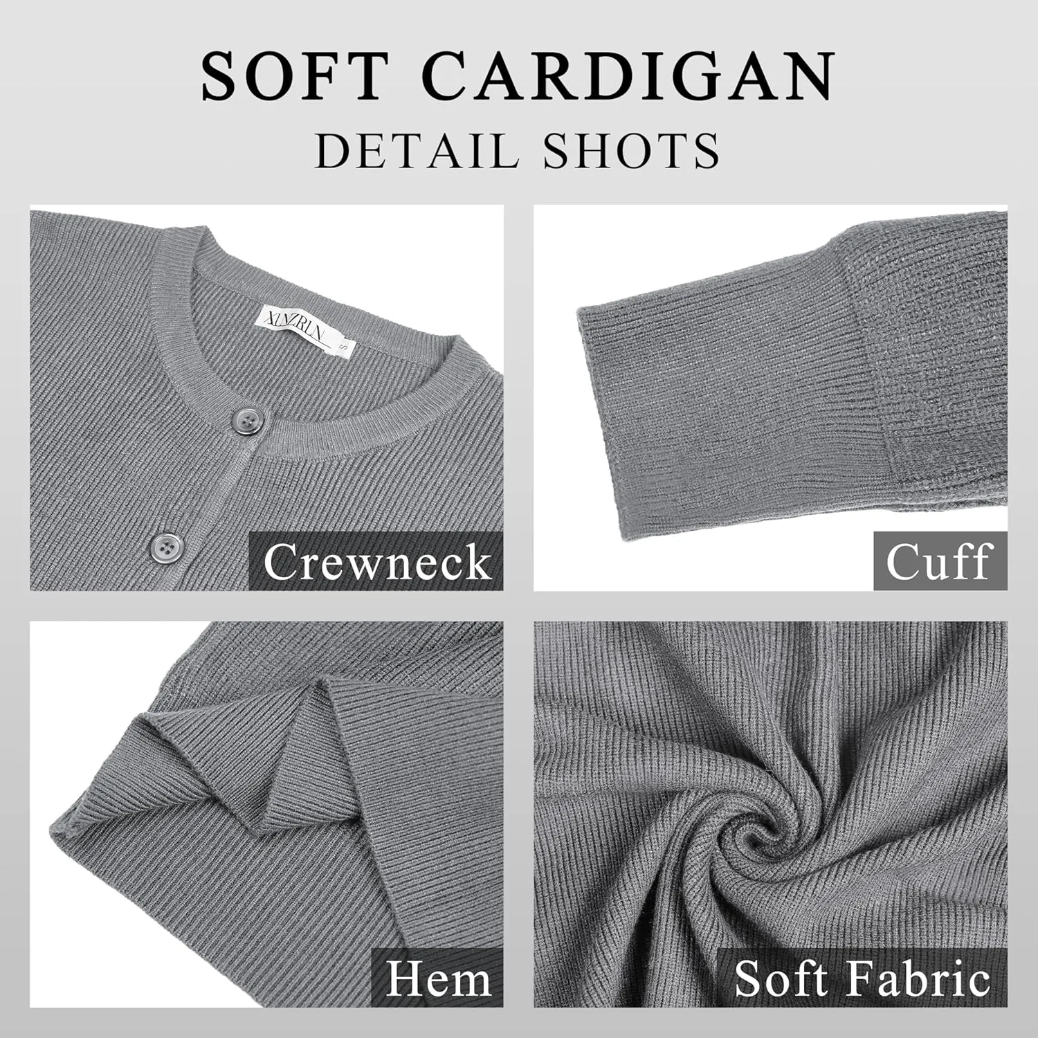 Women's Crew Neck Cardigan Button Down Long Sleeve Soft Knit Sweater Top Outwear Coat
