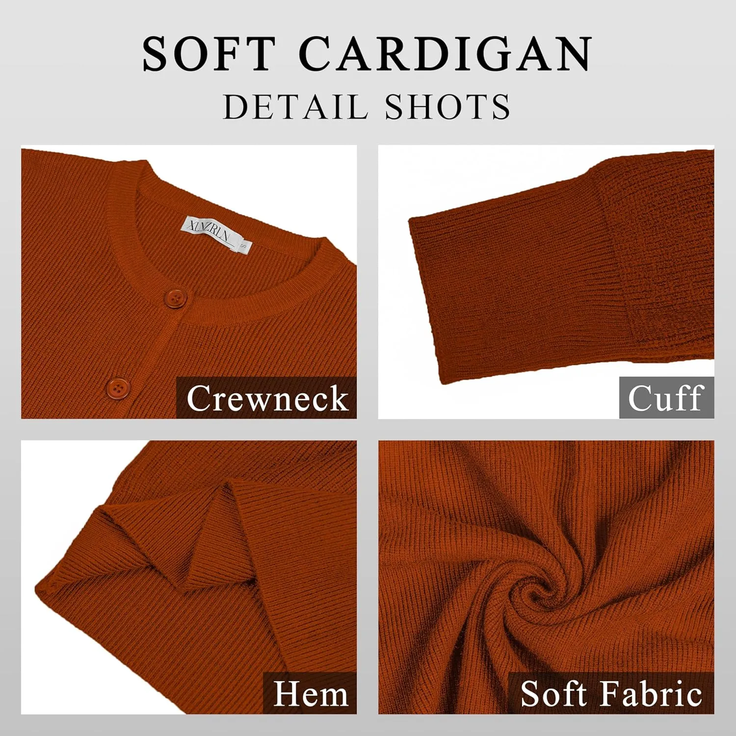 Women's Crew Neck Cardigan Button Down Long Sleeve Soft Knit Sweater Top Outwear Coat