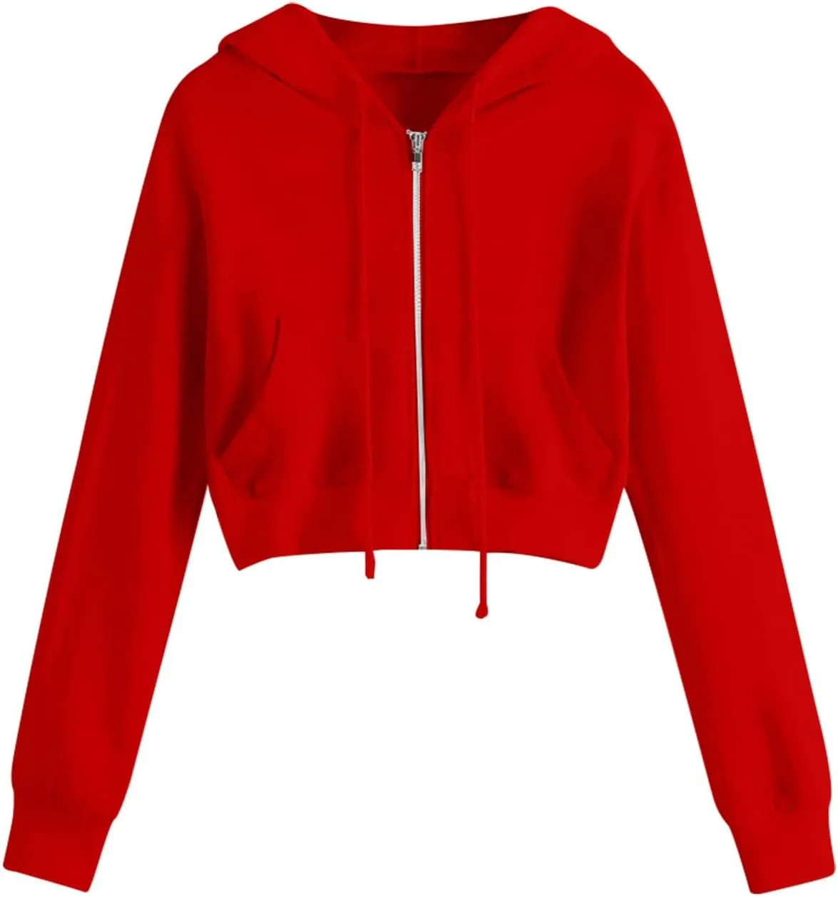Women's Crop Tops Zip Up Hoodies Teen Girls Fall Jacket Casual Workout Long Sleeve Cropped Sweatshirts Y2K Clothes