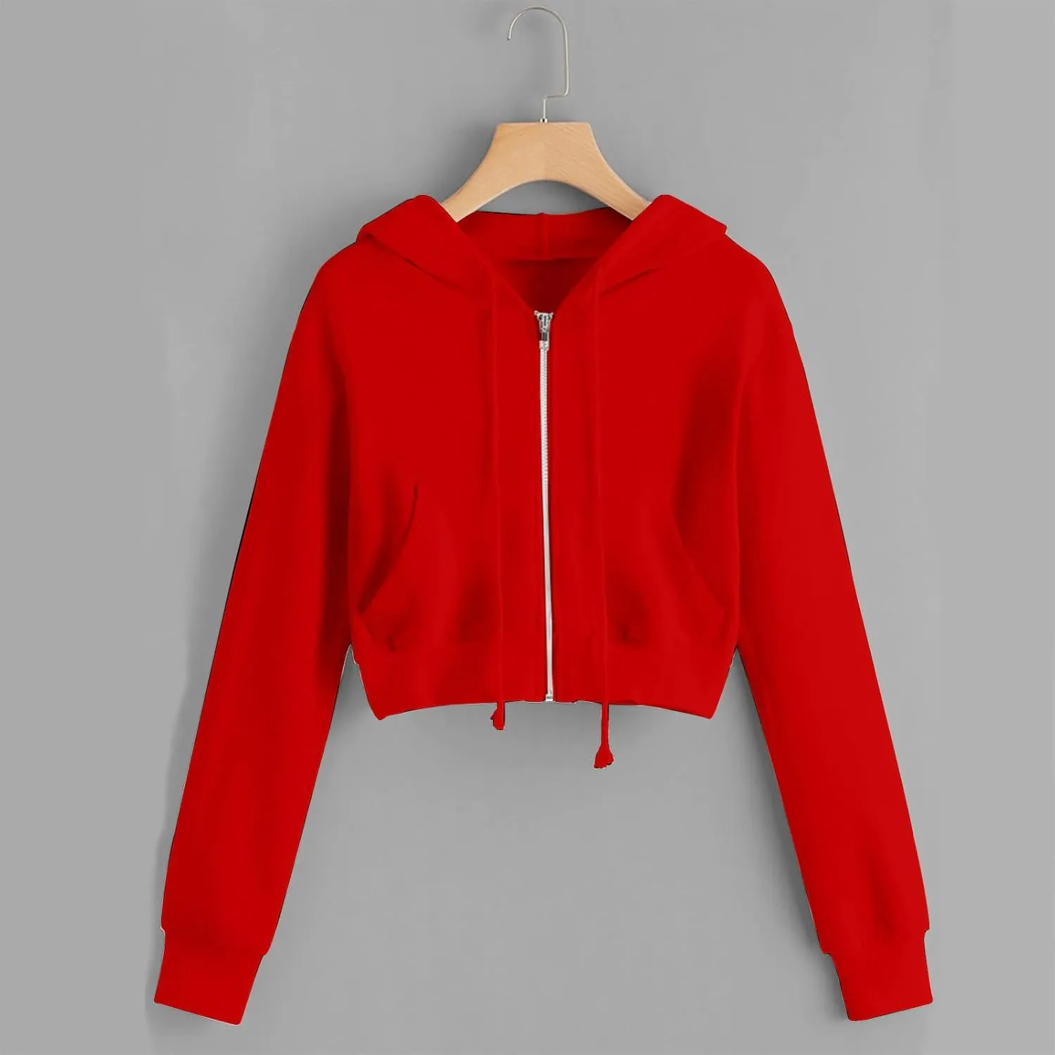 Women's Crop Tops Zip Up Hoodies Teen Girls Fall Jacket Casual Workout Long Sleeve Cropped Sweatshirts Y2K Clothes