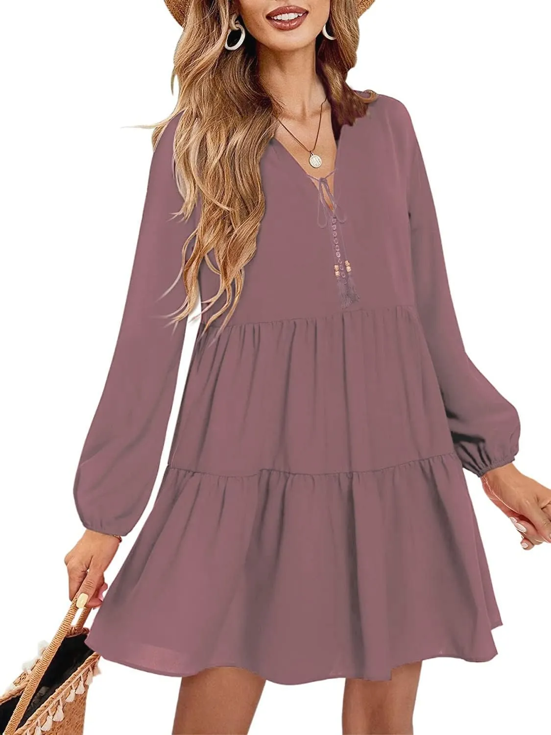 Women's Dress Summer Floral Print Short Sleeve V Neck Beach Swimsuit Cover Ups Casual Boho Swing Loose Vacation Dress