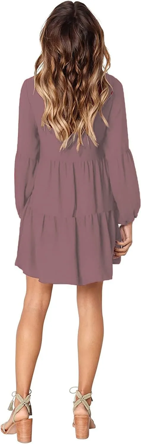 Women's Dress Summer Floral Print Short Sleeve V Neck Beach Swimsuit Cover Ups Casual Boho Swing Loose Vacation Dress