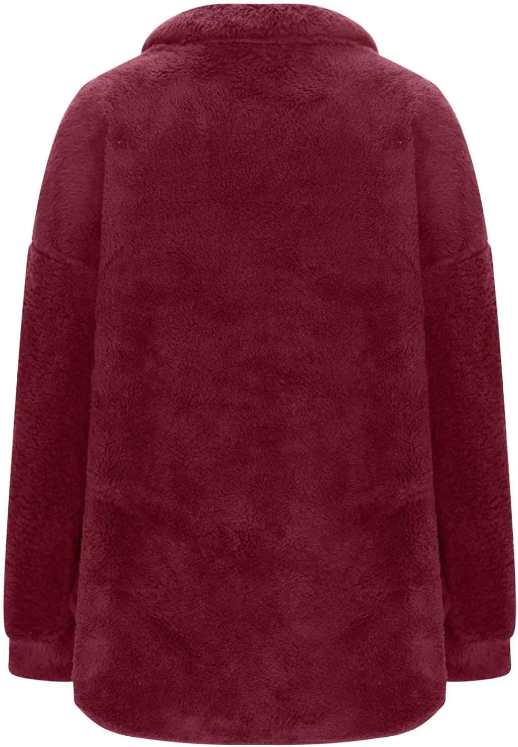 Womens Fleece Sweatshirt Half Zip Up Oversized Long Sleeve Sherpa Pullover Winter Warm Comfy Solid Color Fuzzy Tops