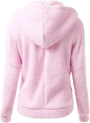 Womens Fluffy Hoodies Sherpa Lightweight Fleece Lined Fall Winter Coats Fuzzy Comfy Warm Plus Size Zip Up Jackets