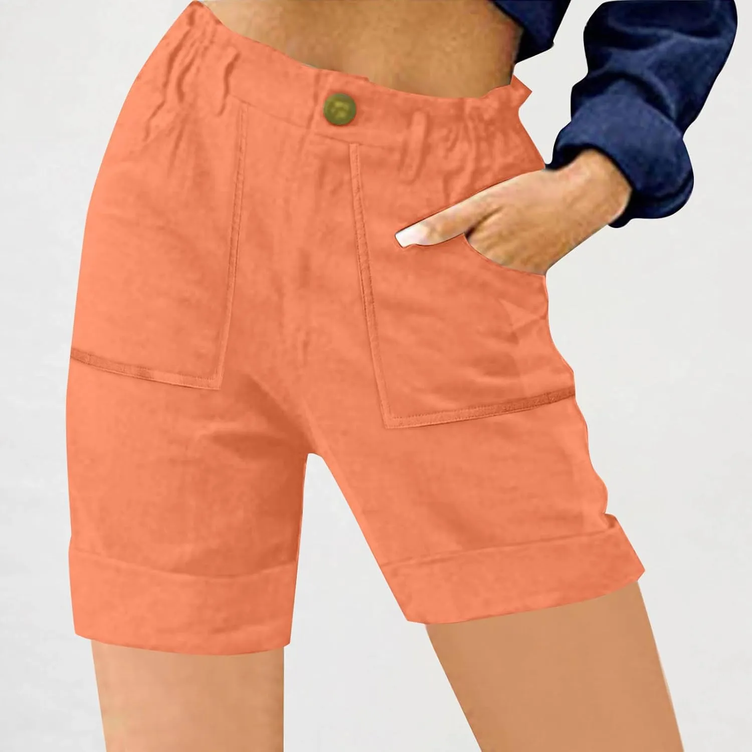 Women's High Waisted Shorts with Pockets Casual Button Loose Fit Pants 2025 Trendy Elastic Waist Beach Lounge Bottoms