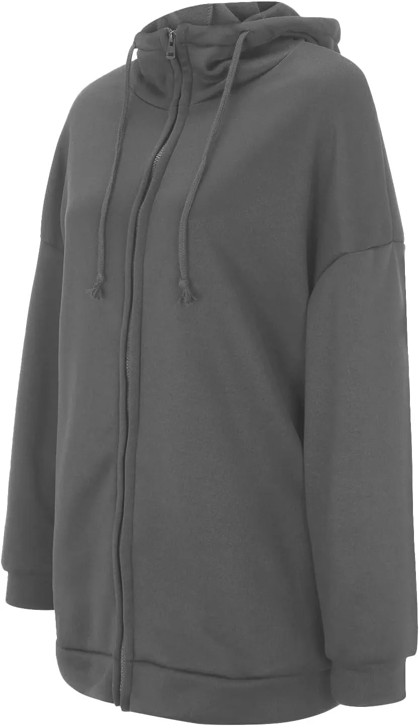 Womens Hoodies Fashion Sweatshirts Full Zip Up Winter Fleece Pullover Hoodies Fall Long Jackets with Pockets
