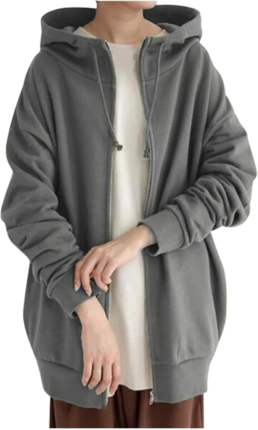 Womens Hoodies Fashion Sweatshirts Full Zip Up Winter Fleece Pullover Hoodies Fall Long Jackets with Pockets