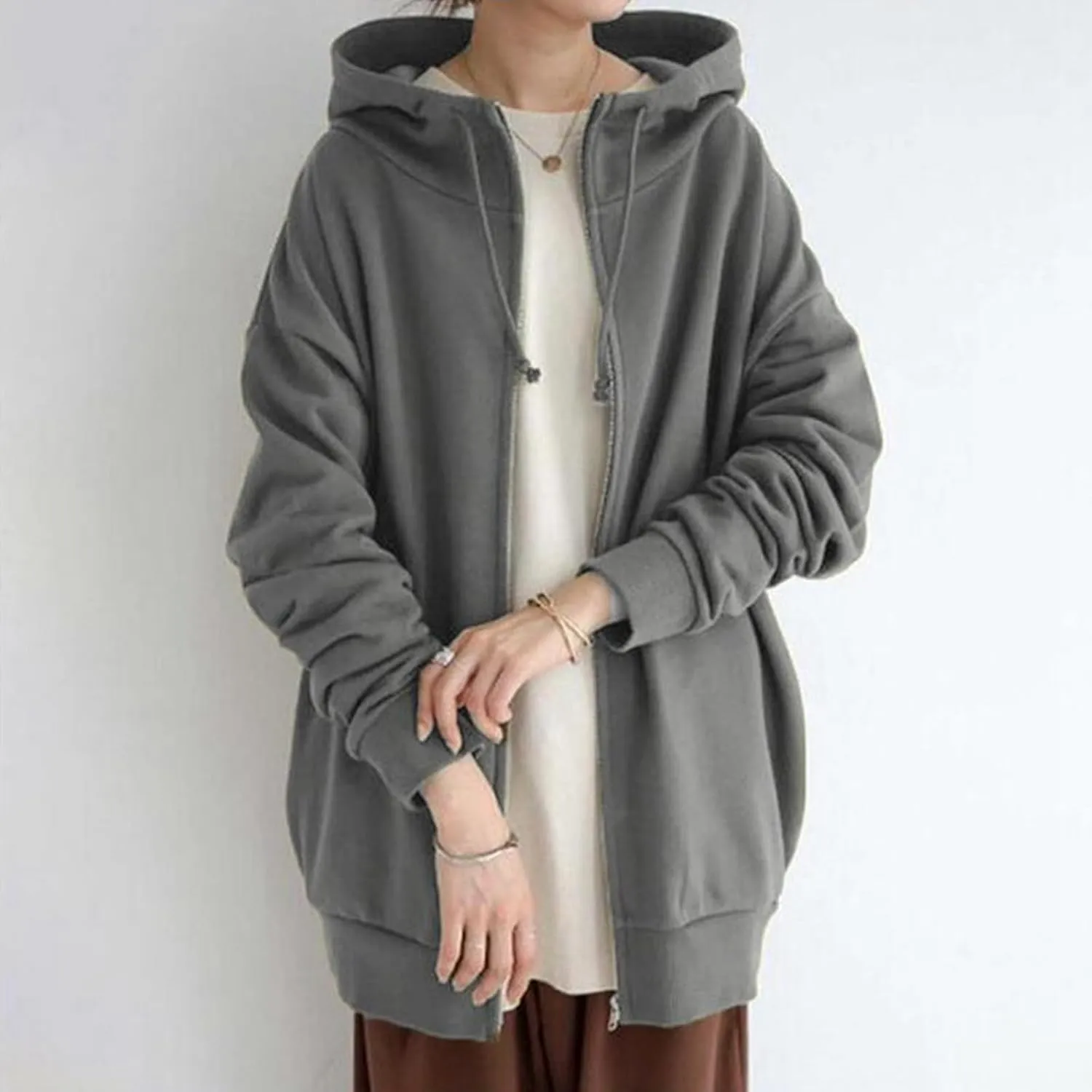 Womens Hoodies Fashion Sweatshirts Full Zip Up Winter Fleece Pullover Hoodies Fall Long Jackets with Pockets