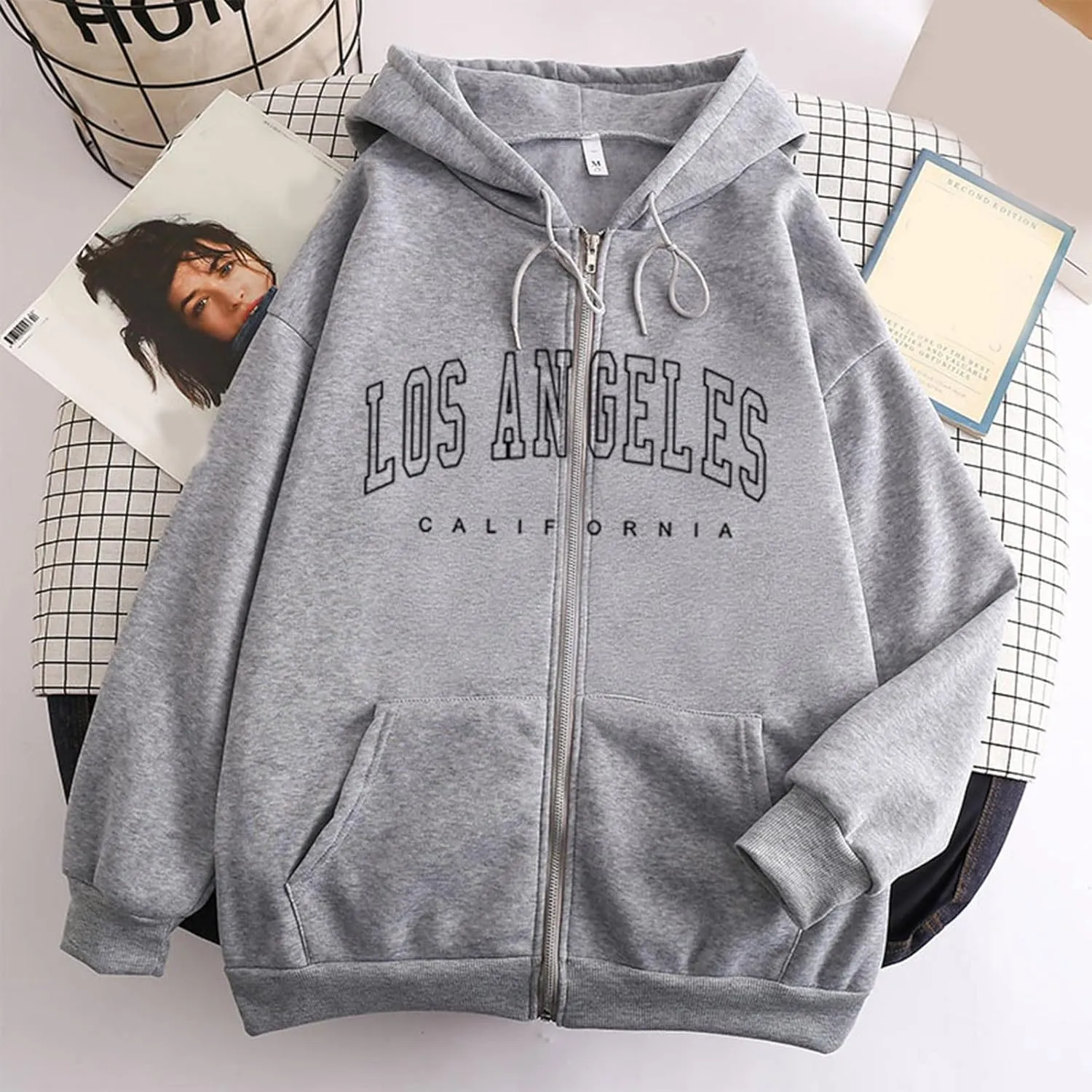 Women's Hoodies for Teen Girls Fall Jacket Oversized Sweatshirts Casual Drawstring Zip up Y2k Hoodie with Pocket