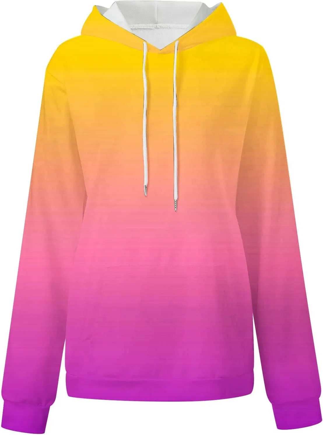 Womens Hoodies Oversized Sweatshirts Pullover Fashion Autumn And Winter Color Gradient Printing Casual Pockets Long