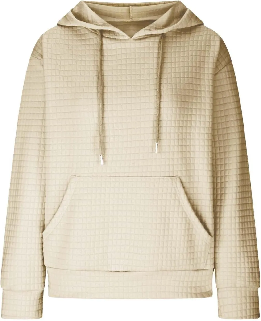 Womens Hoodies Oversized Waffle Drawstring Thick Pullover Sweatshirt Fall Fashion 2024 Soft Baggy Tunic Hoodies