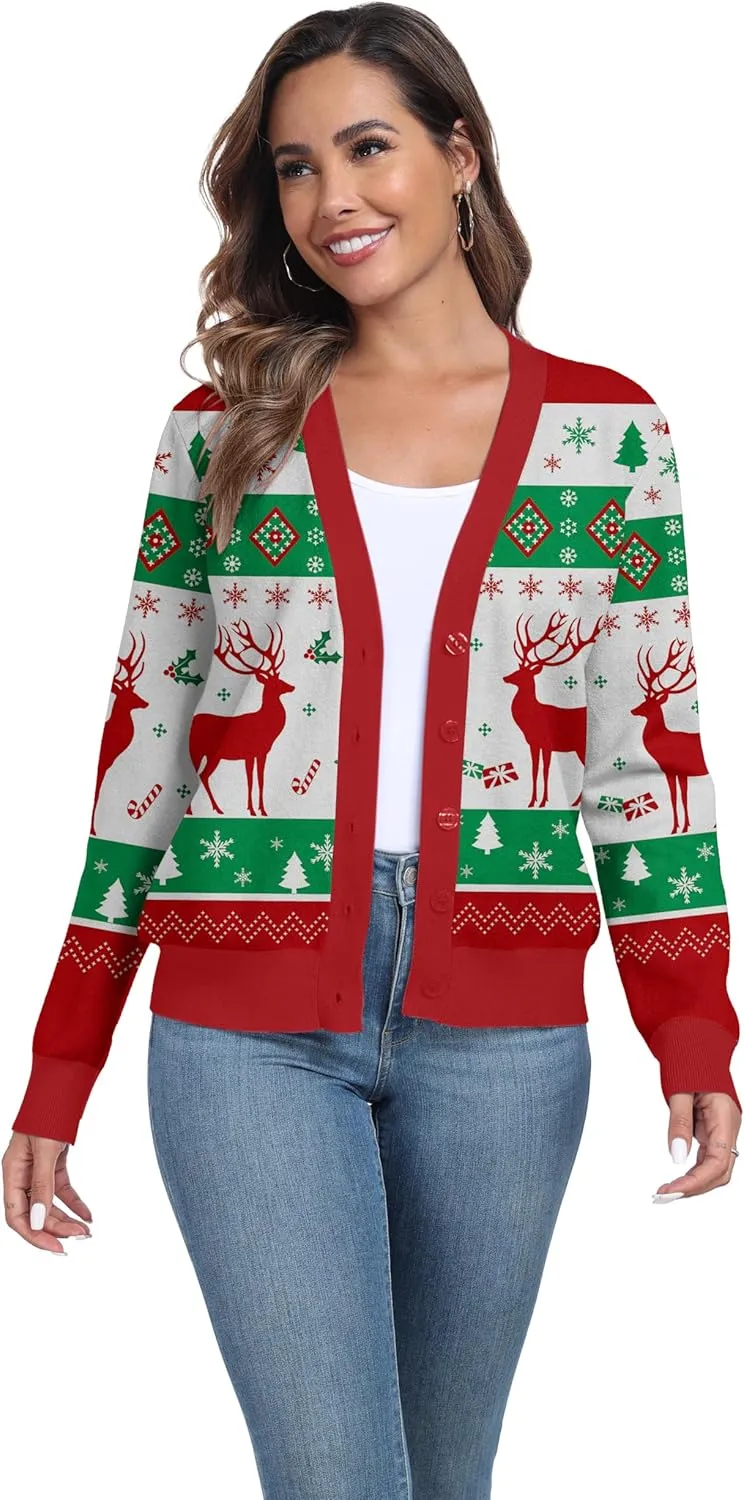 Women's Long Sleeve Cardigan Sweaters Casual V Neck Soft Knit Jacket Button Down Cardigan for Women Winter Fall
