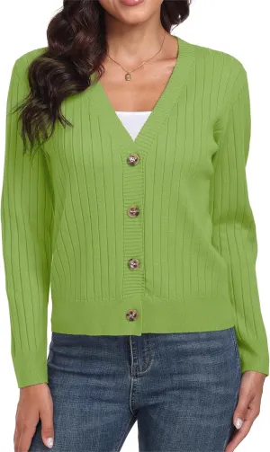 Women's Long Sleeve Cardigan Sweaters Casual V Neck Soft Knit Jacket Button Down Cardigan for Women Winter Fall