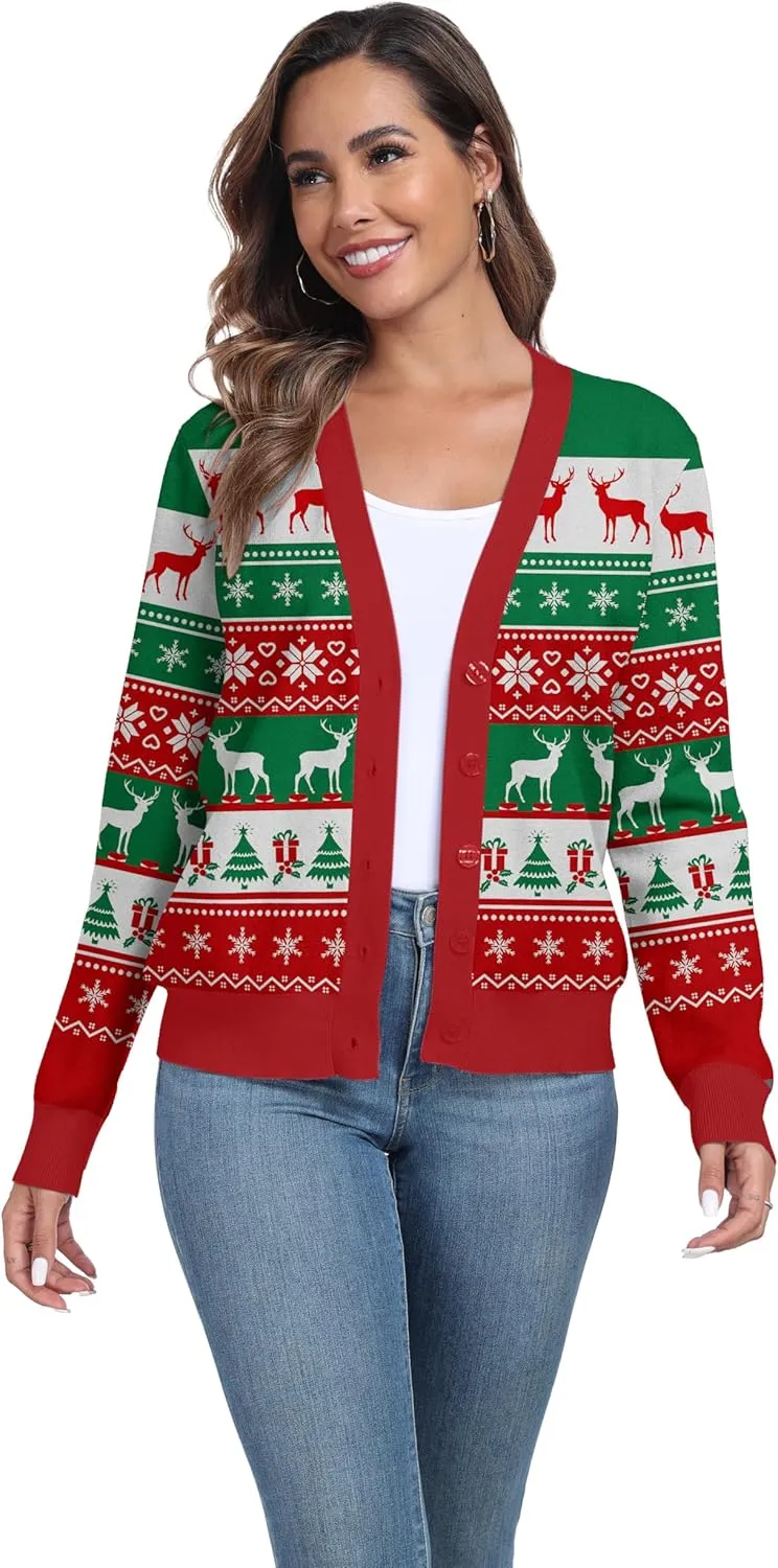 Women's Long Sleeve Cardigan Sweaters Casual V Neck Soft Knit Jacket Button Down Cardigan for Women Winter Fall