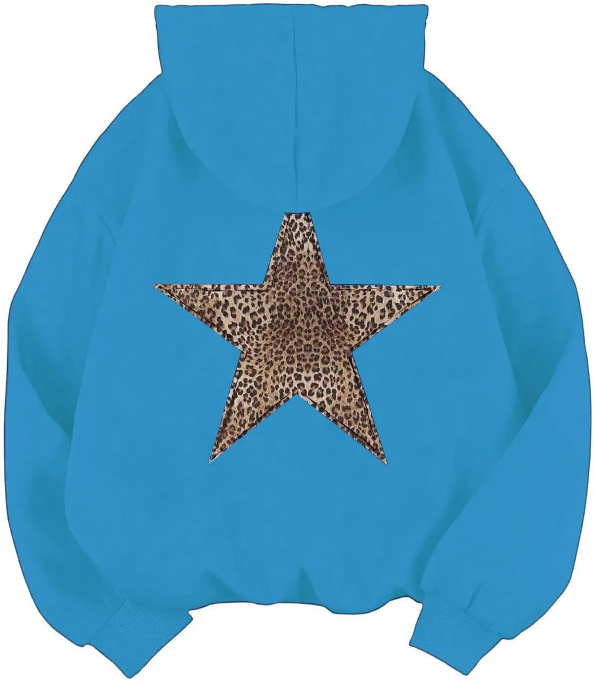 Womens Oversized Hoodies Distressed Star Graphic Sweatshirt Long Sleeve Hooded Shirt Aesthetic Pullover