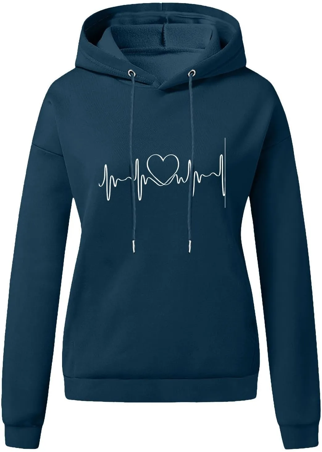 Women's Oversized Hoodies Fall Casual Long Sleeve Drawstring Blouse Tee Trendy Heart Print Solid Outdoor Comfy Pullover Tops