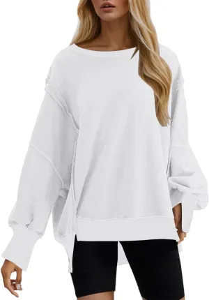 Womens Oversized Sweatshirts 2024 Casual Crewneck Loose Pullover Tunic Tops Shirts Comfy Fall Fashion Clothes
