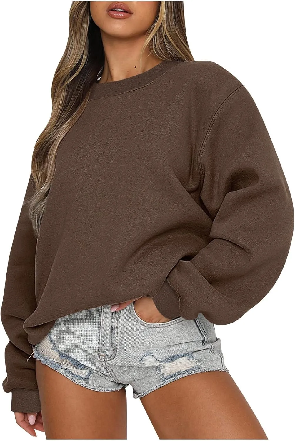 Womens Oversized Sweatshirts Long Sleeve Crew Neck Pullover Sweatshirt Casual Outfits 2023 Fashion Fall Clothes