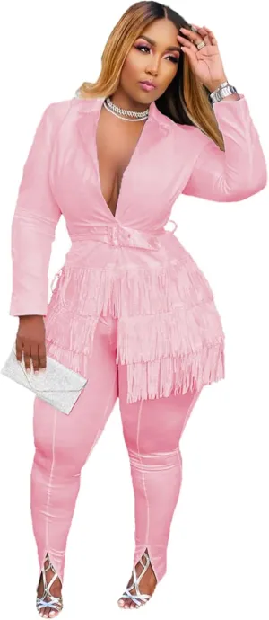 Womens Sexy 2 Pieces Graffiti Print Blazer Suit Pants Set Nightclub Tracksuit Outfit Set