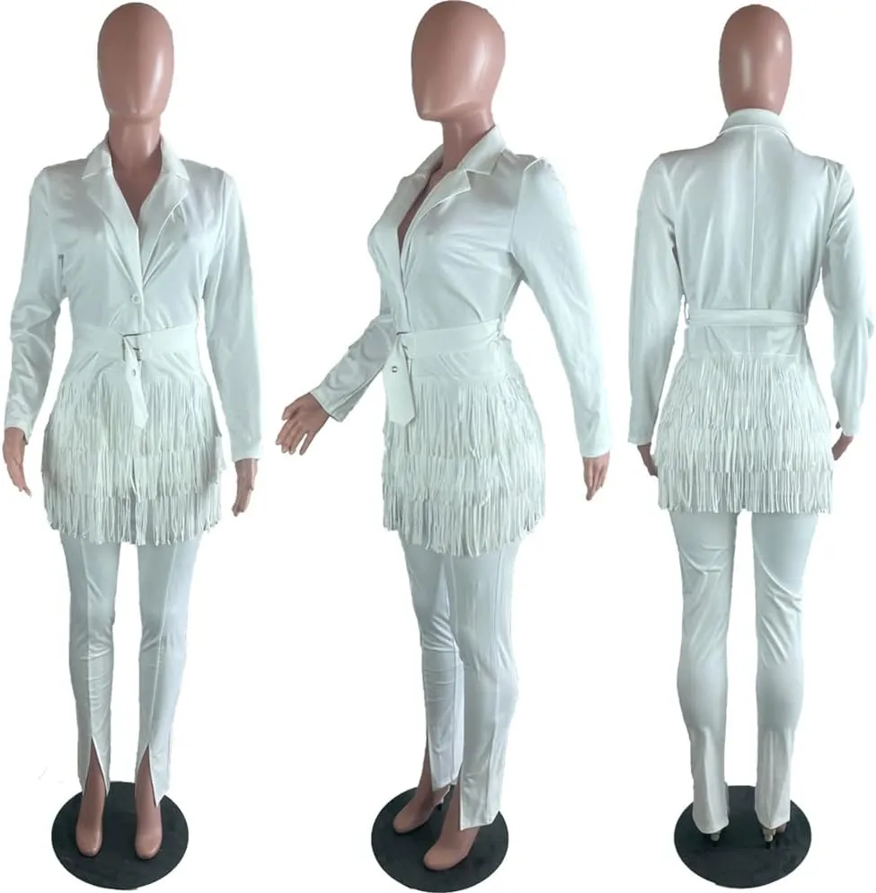 Womens Sexy 2 Pieces Graffiti Print Blazer Suit Pants Set Nightclub Tracksuit Outfit Set