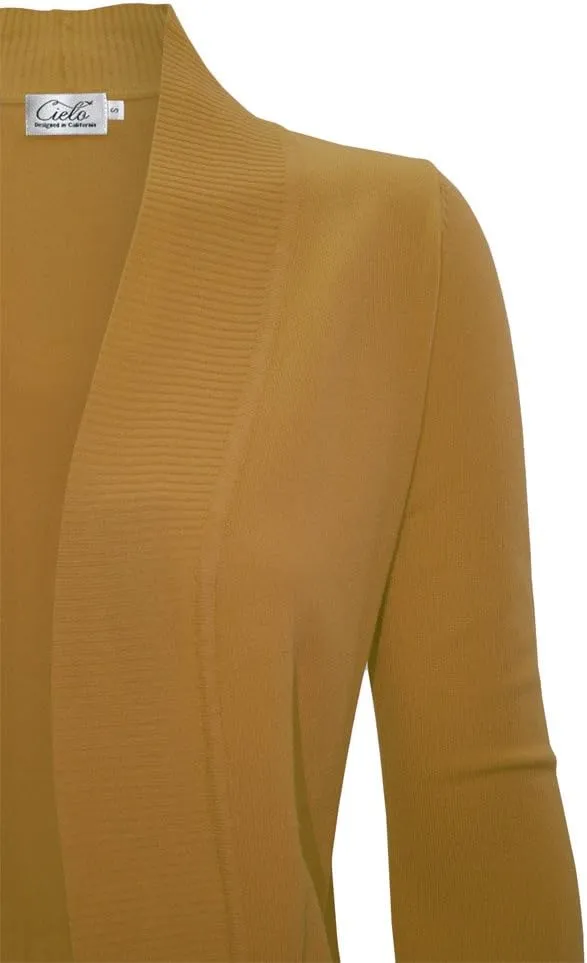 Women's Solid Basic Open Front Pockets Knit Sweater Cardigan