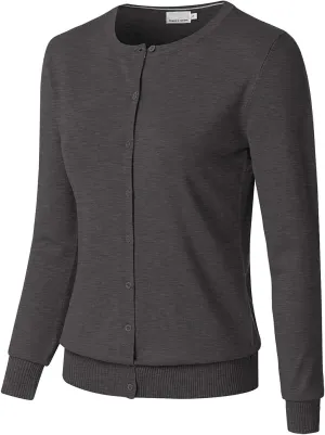 Women's Solid Basic Stretch Button Down Knit Sweater Cardigan