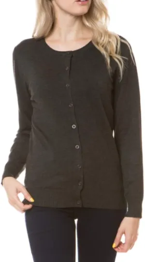 Women's Solid Basic Stretch Button Down Knit Sweater Cardigan