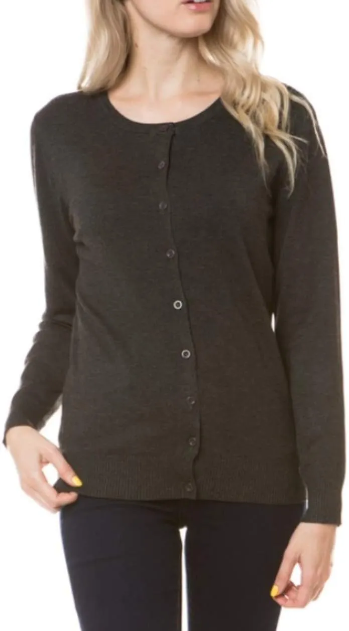 Women's Solid Basic Stretch Button Down Knit Sweater Cardigan
