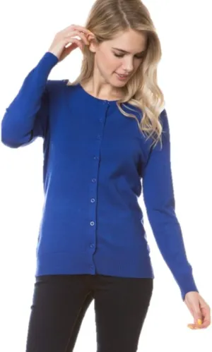 Women's Solid Basic Stretch Button Down Knit Sweater Cardigan