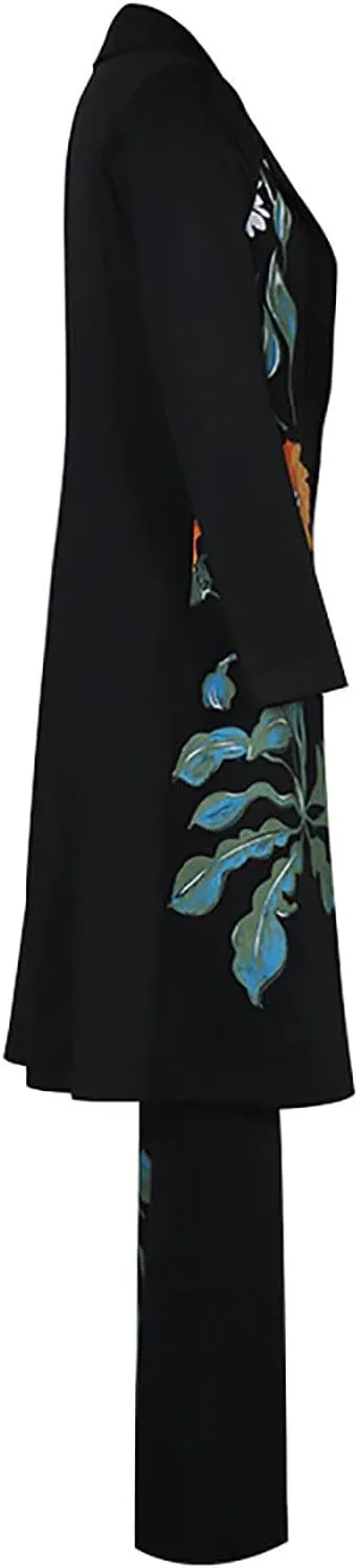 Women's Suit 3 Piece SetFashion Floral Embroidery Business Casual Outfits Long Blazer Jacket Matching Bra and Pants