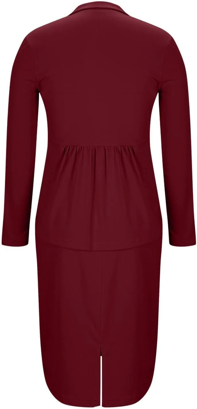 Womens Suits 2 Piece Set Business Skirt Suit Set Long Sleeve Blazer and Skirt Suit Set Casual Work Office Outfits