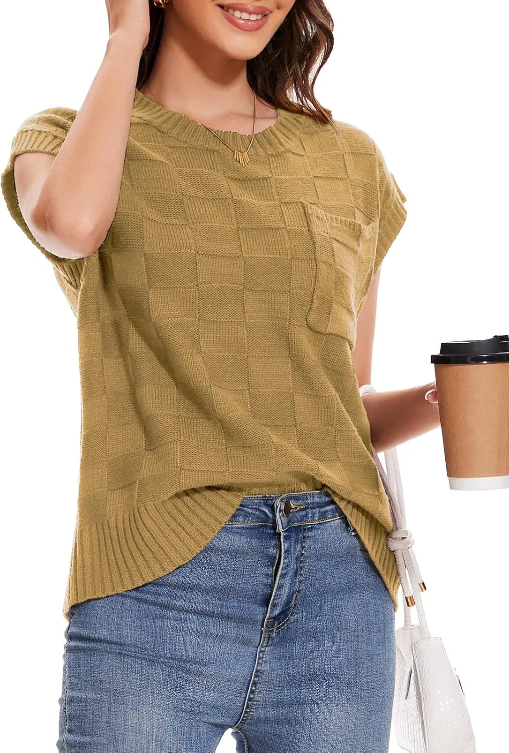 Womens Sweaters Sleeveless Summer Tank Tops Casual Knit Sweater Vest Crewneck Loose Fit Pullover 2025
