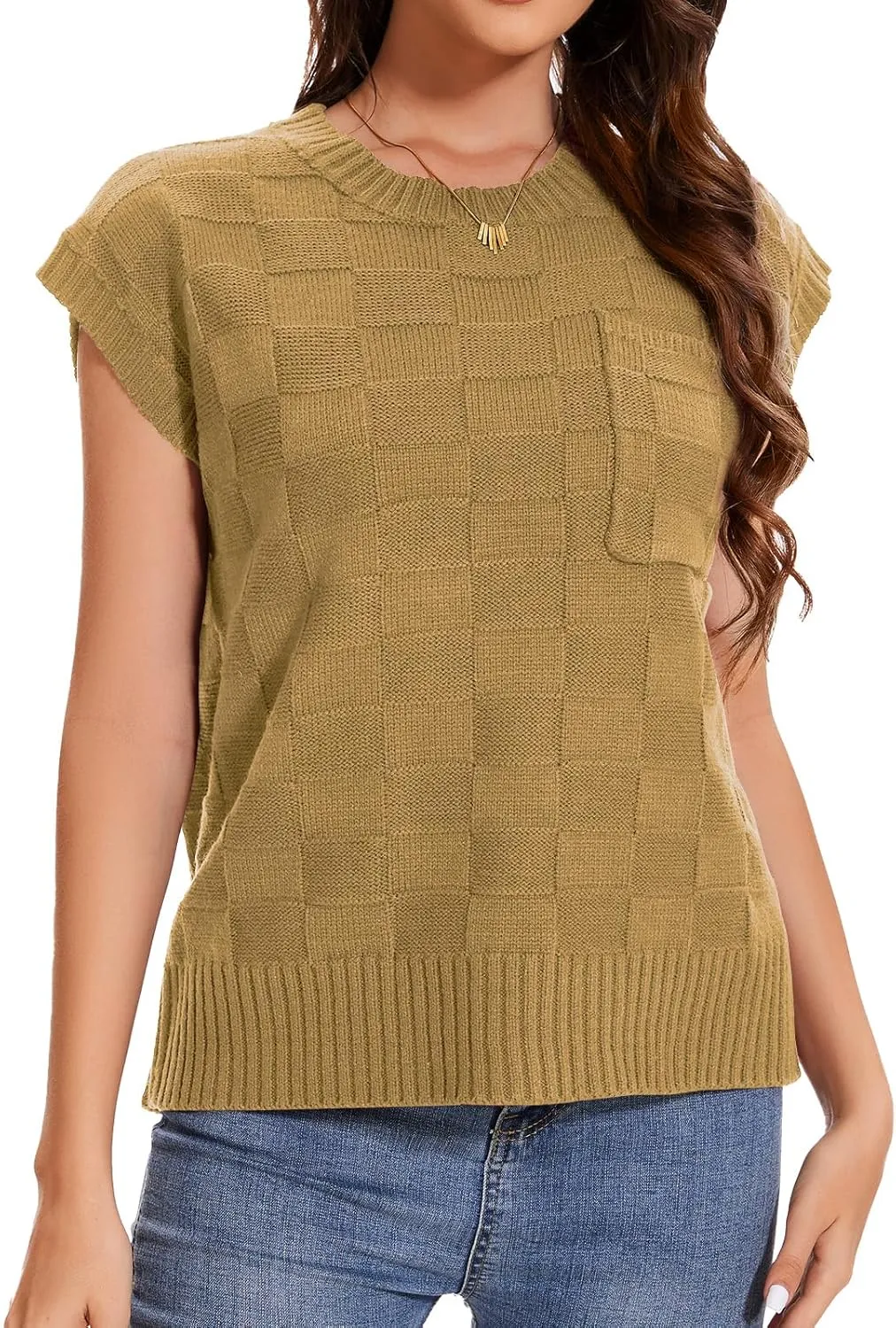 Womens Sweaters Sleeveless Summer Tank Tops Casual Knit Sweater Vest Crewneck Loose Fit Pullover 2025