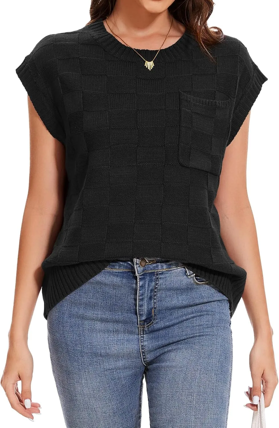 Womens Sweaters Sleeveless Summer Tank Tops Casual Knit Sweater Vest Crewneck Loose Fit Pullover 2025