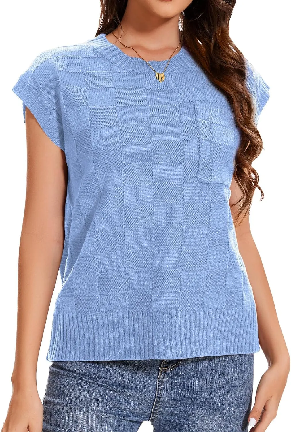 Womens Sweaters Sleeveless Summer Tank Tops Casual Knit Sweater Vest Crewneck Loose Fit Pullover 2025