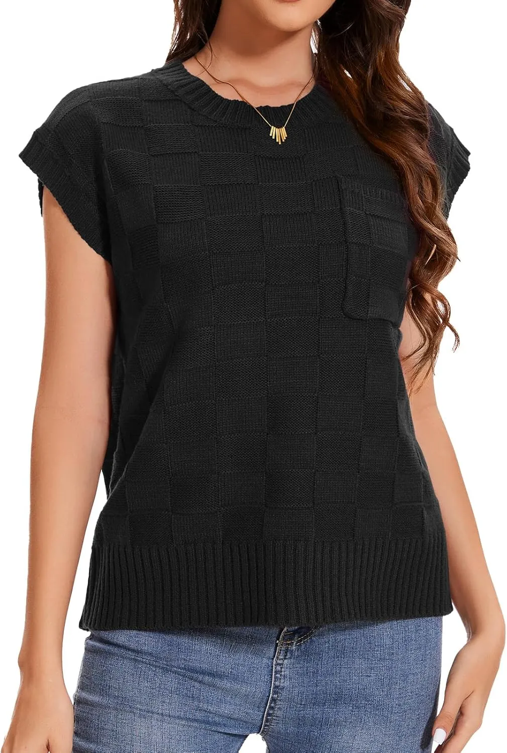 Womens Sweaters Sleeveless Summer Tank Tops Casual Knit Sweater Vest Crewneck Loose Fit Pullover 2025