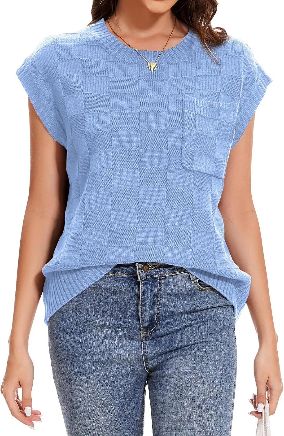 Womens Sweaters Sleeveless Summer Tank Tops Casual Knit Sweater Vest Crewneck Loose Fit Pullover 2025
