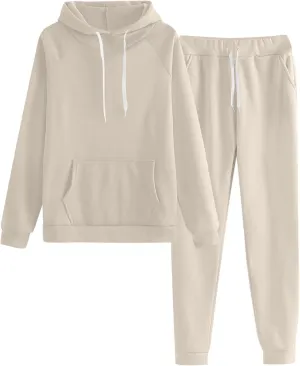 Womens Sweatsuits 2 Piece Set 2024 Oversized Hoodies Baggy Sweatpants With Pockets Fall Winter Y2K Lounge Tracksuit