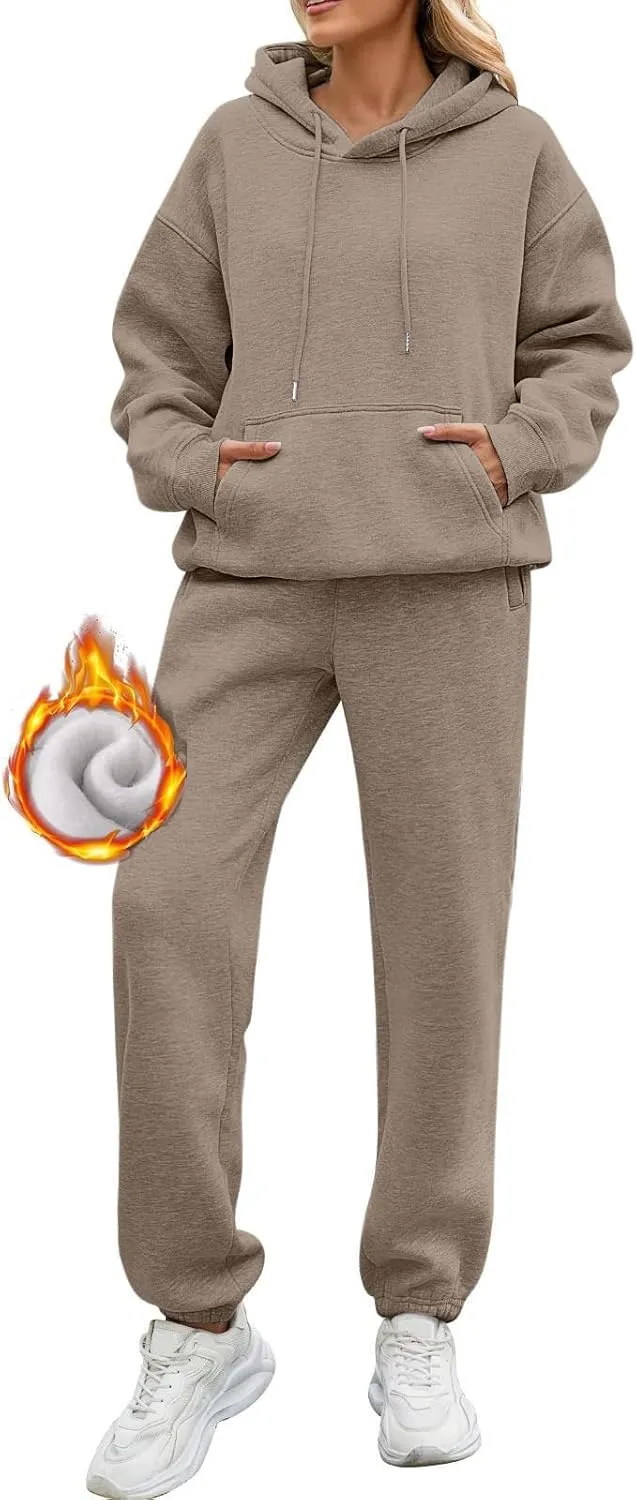 Womens Sweatsuits 2 Piece Set Baggy Oversized Lounge Comfy Pullover Long Sleeve Winter Fashion Matching Sets