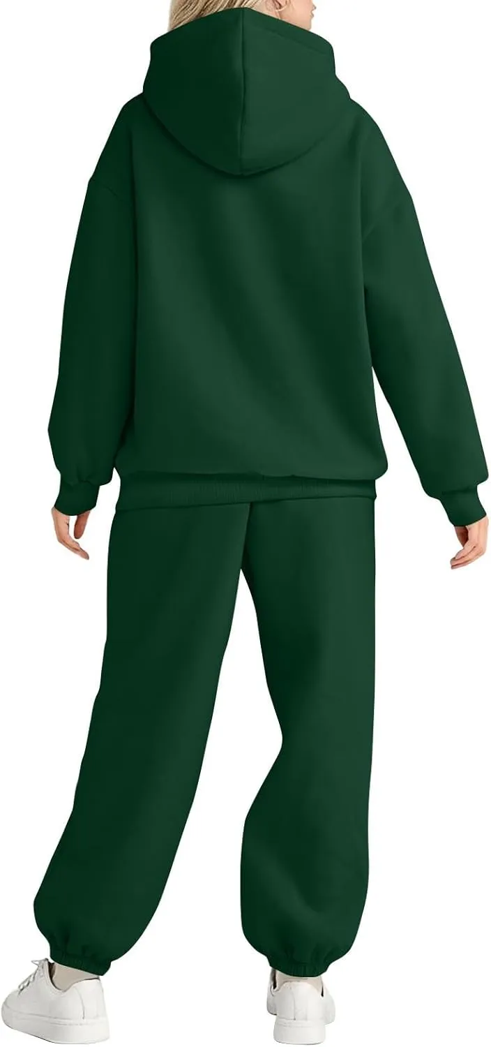 Womens Sweatsuits 2 Piece Set Fleece Hoodie Y2k Cozy Jogger Sweatpants Set Athleisure Comfrt Sweat Sets Loungewear