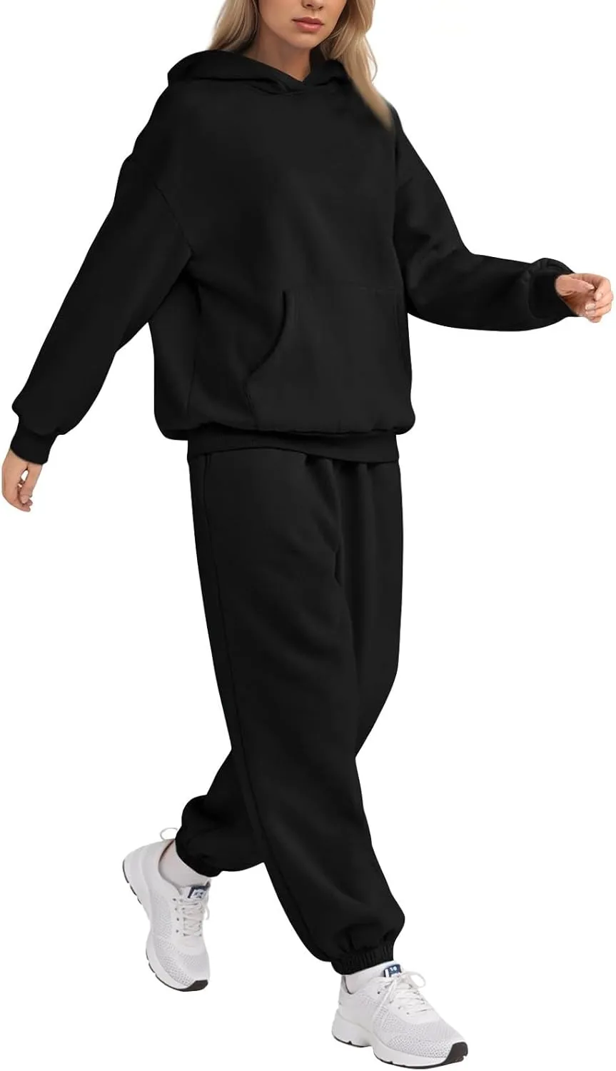 Womens Sweatsuits 2 Piece Set Fleece Hoodie Y2k Cozy Jogger Sweatpants Set Athleisure Comfrt Sweat Sets Loungewear