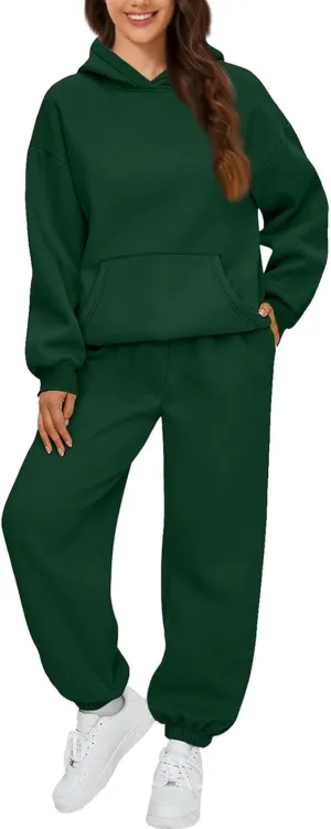 Womens Sweatsuits 2 Piece Set Fleece Hoodie Y2k Cozy Jogger Sweatpants Set Athleisure Comfrt Sweat Sets Loungewear