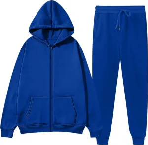 Womens Sweatsuits 2 Piece Set Oversized Workout Sets Lounge Sweatshirt with Pockets Jogger Hoodies and Pants Sets