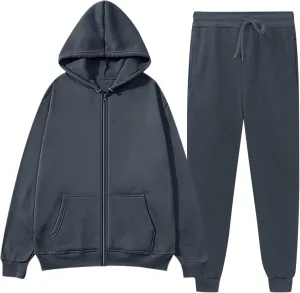 Womens Sweatsuits 2 Piece Set Oversized Workout Sets Lounge Sweatshirt with Pockets Jogger Hoodies and Pants Sets