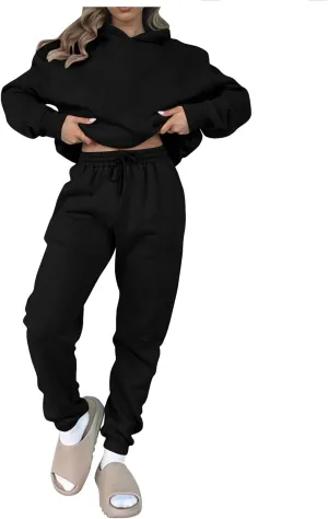 Womens Sweatsuits 2 Piece Set Sweatsuits Pullover Fleece Sweatshirt Jogger Pants Lounge Set Two Piece Jogging Suits