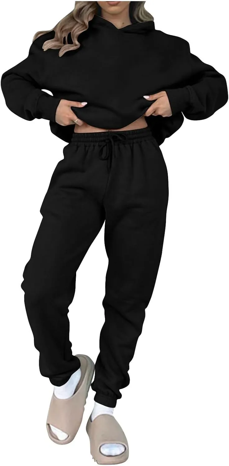 Womens Sweatsuits 2 Piece Set Sweatsuits Pullover Fleece Sweatshirt Jogger Pants Lounge Set Two Piece Jogging Suits