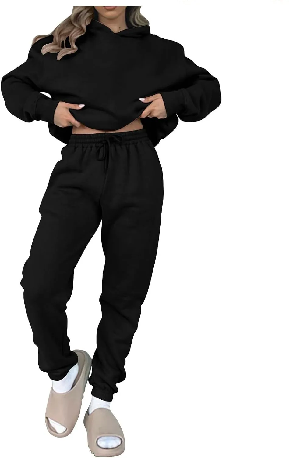 Womens Sweatsuits 2 Piece Set Sweatsuits Pullover Fleece Sweatshirt Jogger Pants Lounge Set Two Piece Jogging Suits
