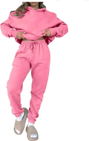 Womens Sweatsuits 2 Piece Set Sweatsuits Pullover Fleece Sweatshirt Jogger Pants Lounge Set Two Piece Jogging Suits